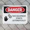Signmission This Equipment Starts Automatically Danger Sign, Plastic, 10in W x 7in L, 2PK OS-2PACK-DS-P-710-L-2325 - alternate 3